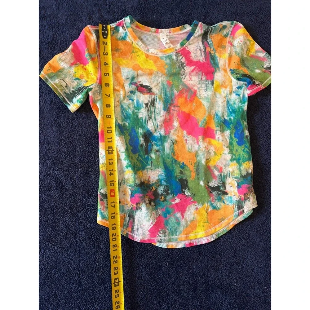 Lululemon 2 High-Neck Running and Training T-Shirt No Limits White Multi